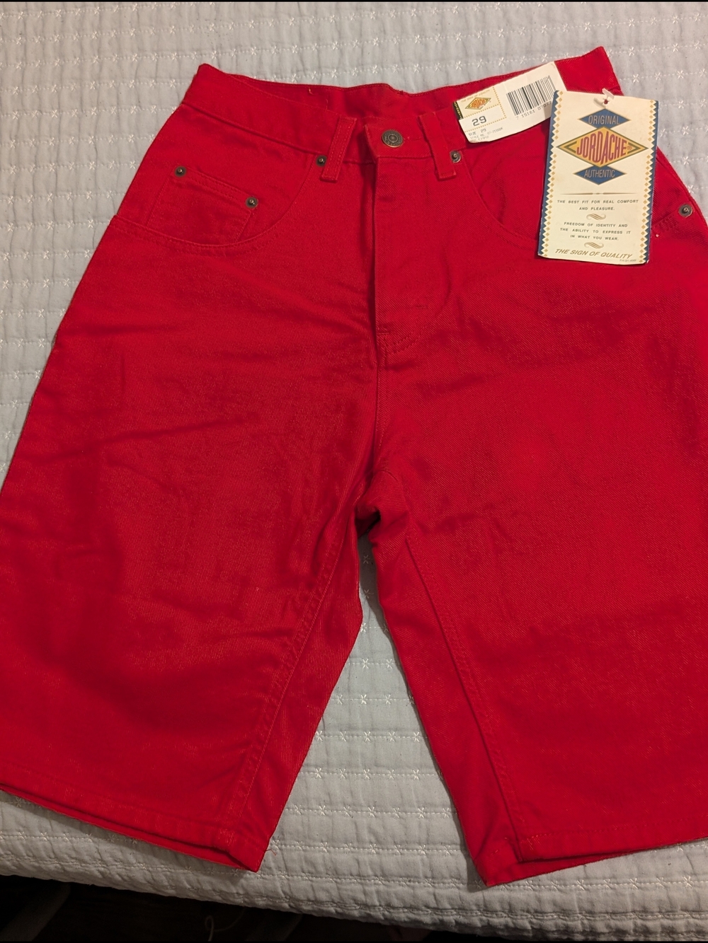 Vintage 90s Deadstock Jordache Basics Red Jean Shorts NWT Size 29